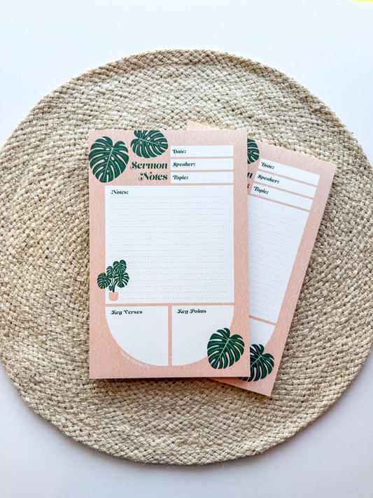 Monstera Sermon Notes Notepad