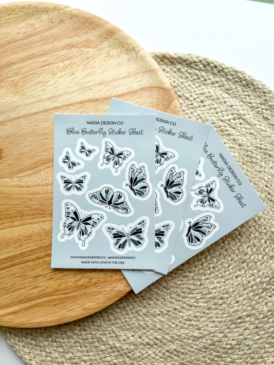 Blue Butterfly Sticker Sheet
