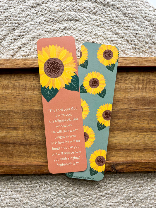 Sunflower Zephaniah 3:17 Verse Bookmarks