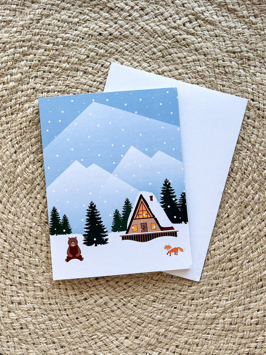 Snowy Cabin Card