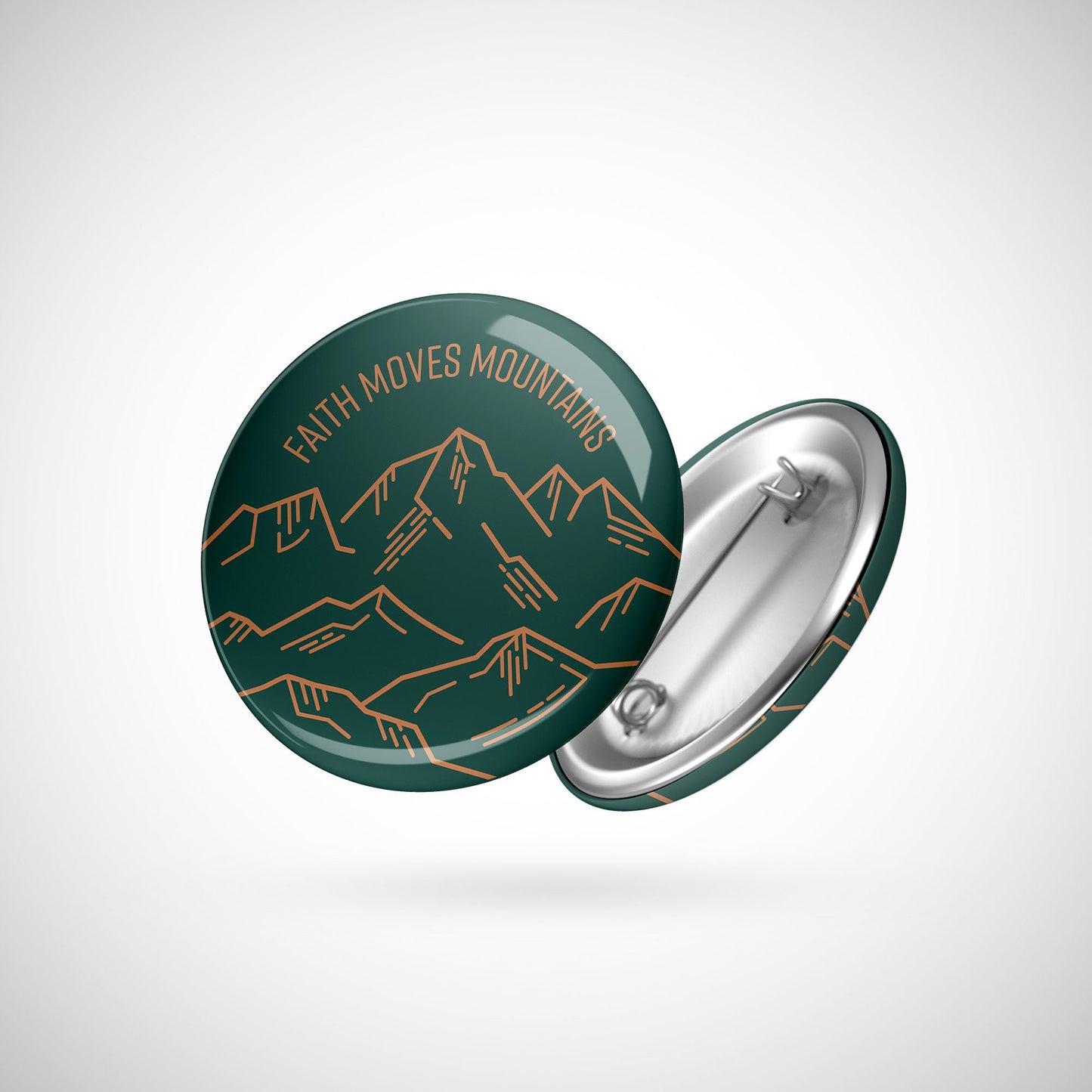 Faith Moves Mountains Round Button Pin