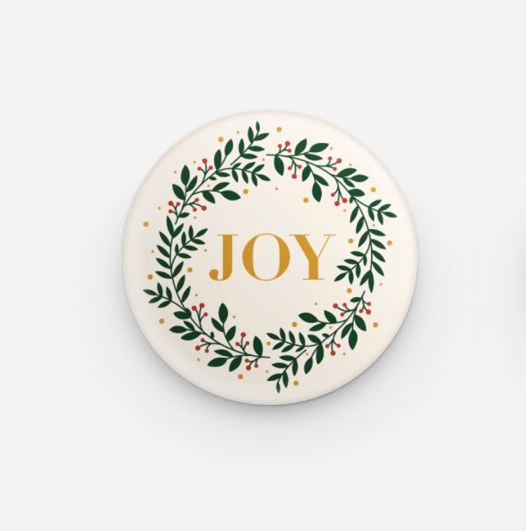 Joy Wreath 1.25" Pinback Buttons Pin