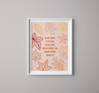 Oh Give Thanks to the Lord Pslams 107:1 Verse Print