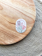 illustrated tulips vinyl sticker with "it is well with my soul" quote on it