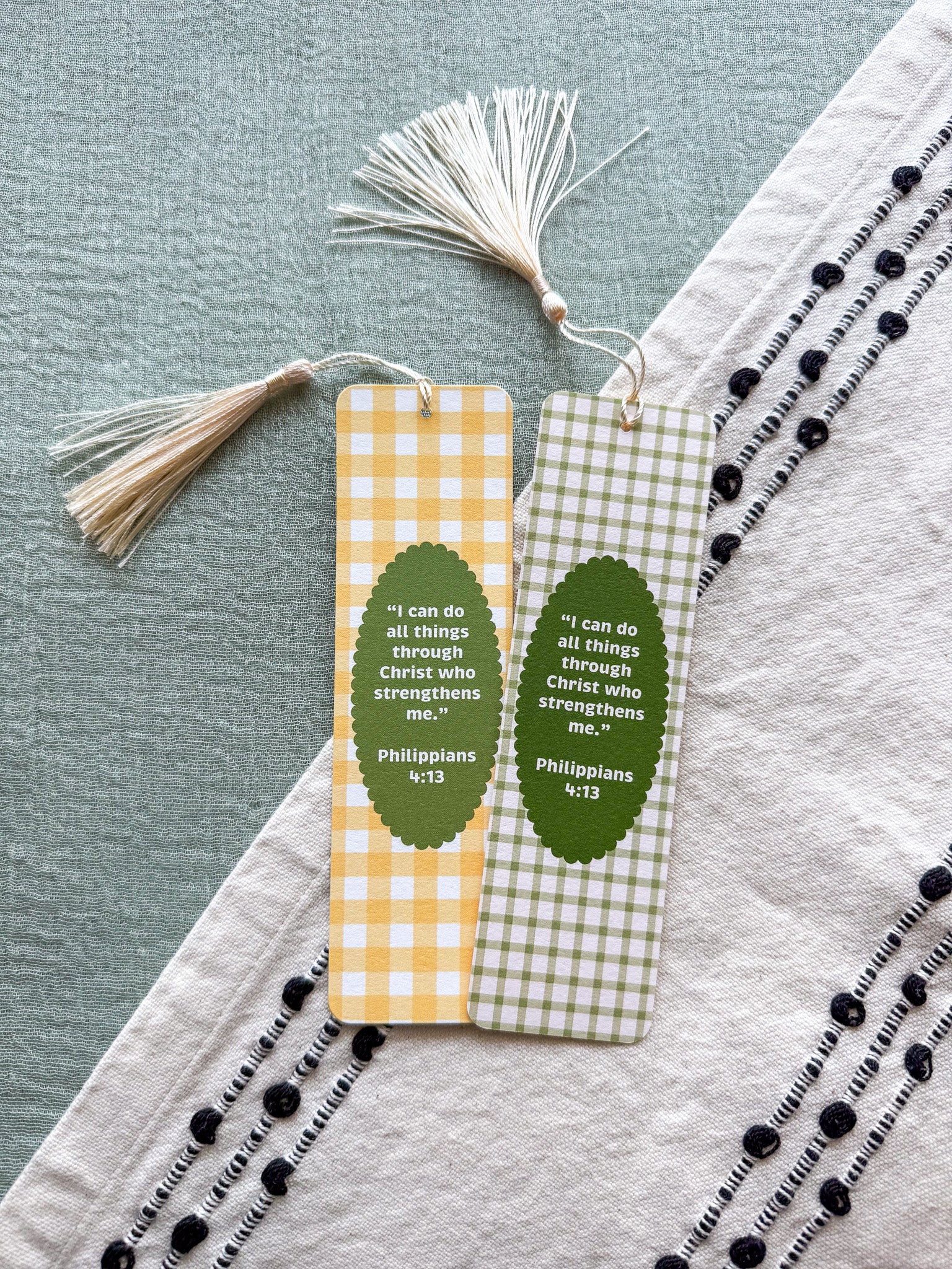 Philippians 4:13 Gingham Bookmark