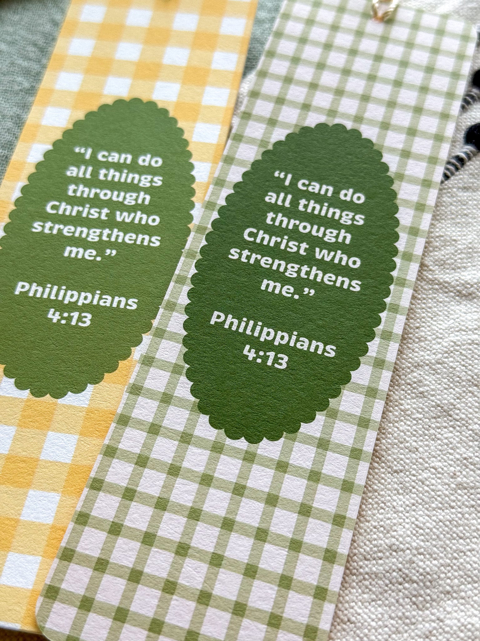 Philippians 4:13 Gingham Bookmark