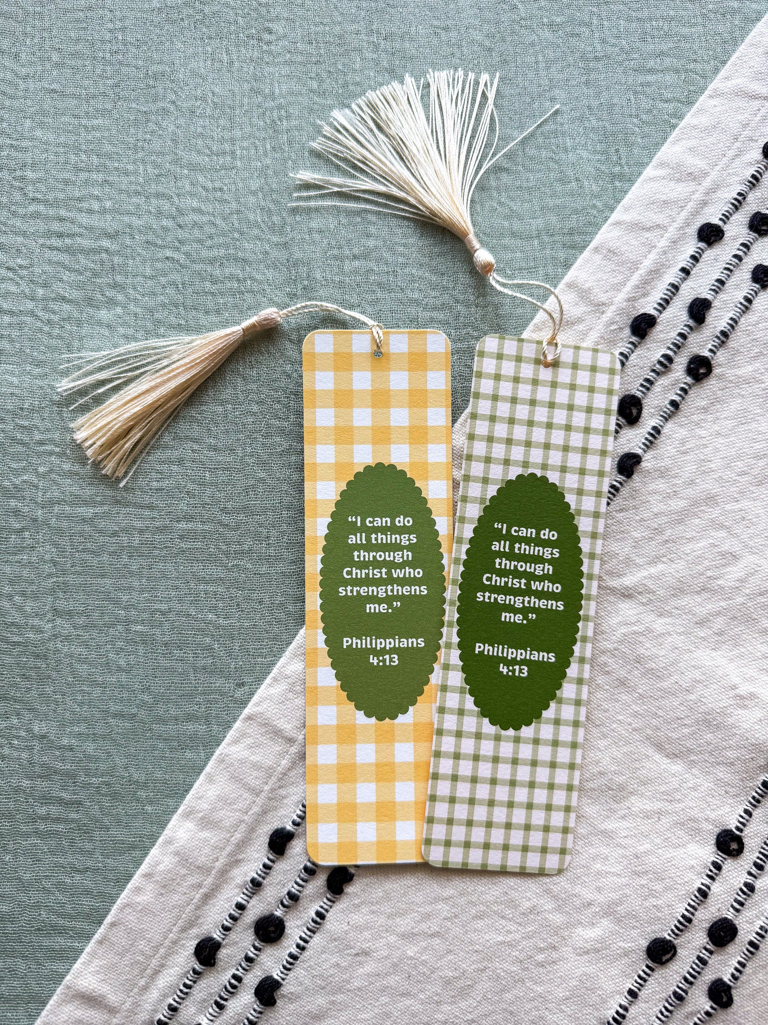 Philippians 4:13 Gingham Bookmark