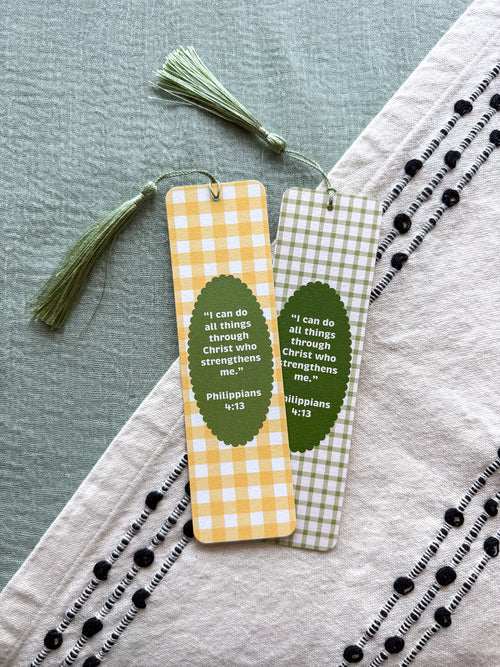 Philippians 4:13 Gingham Bookmark