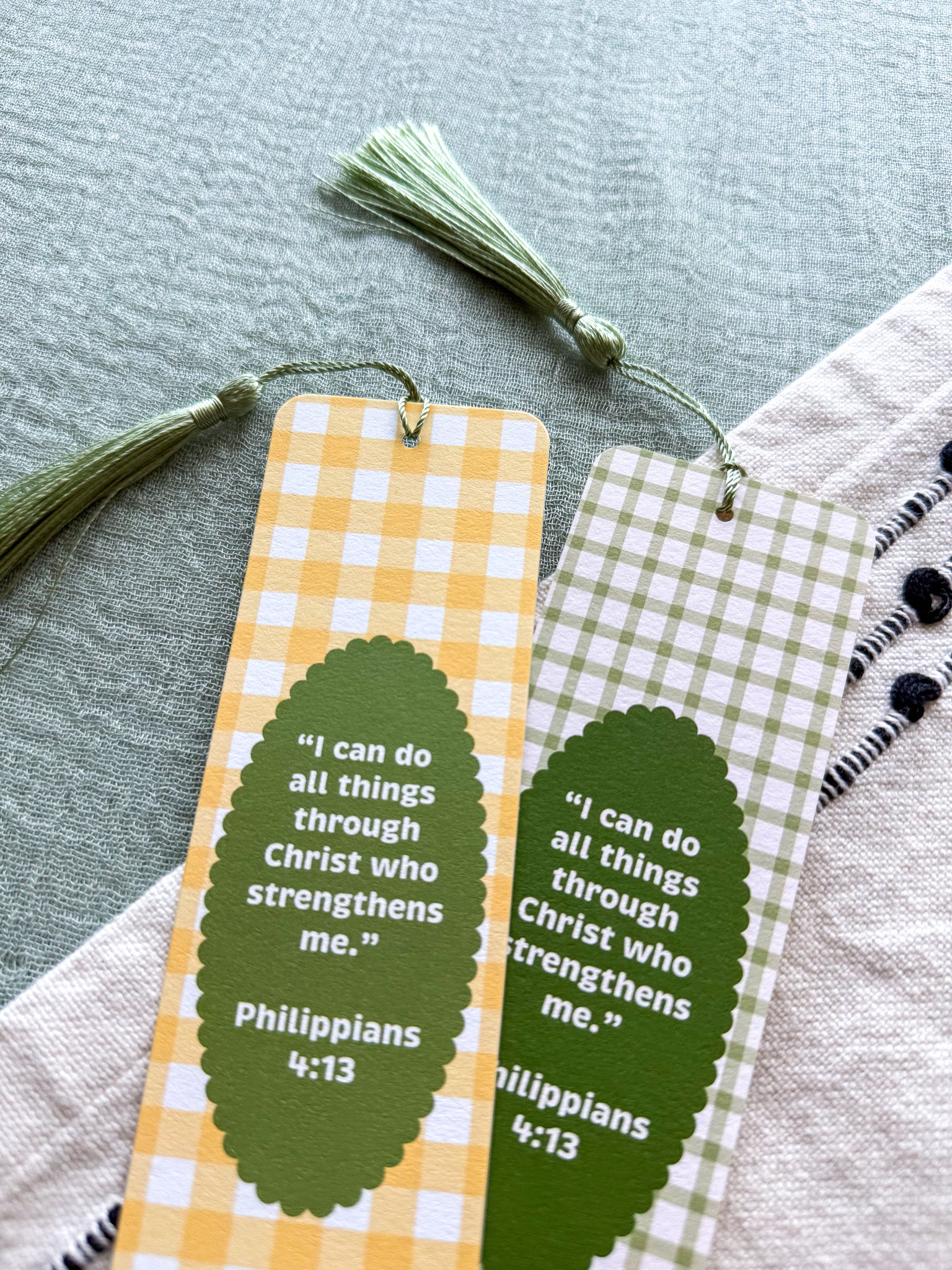 Philippians 4:13 Gingham Bookmark