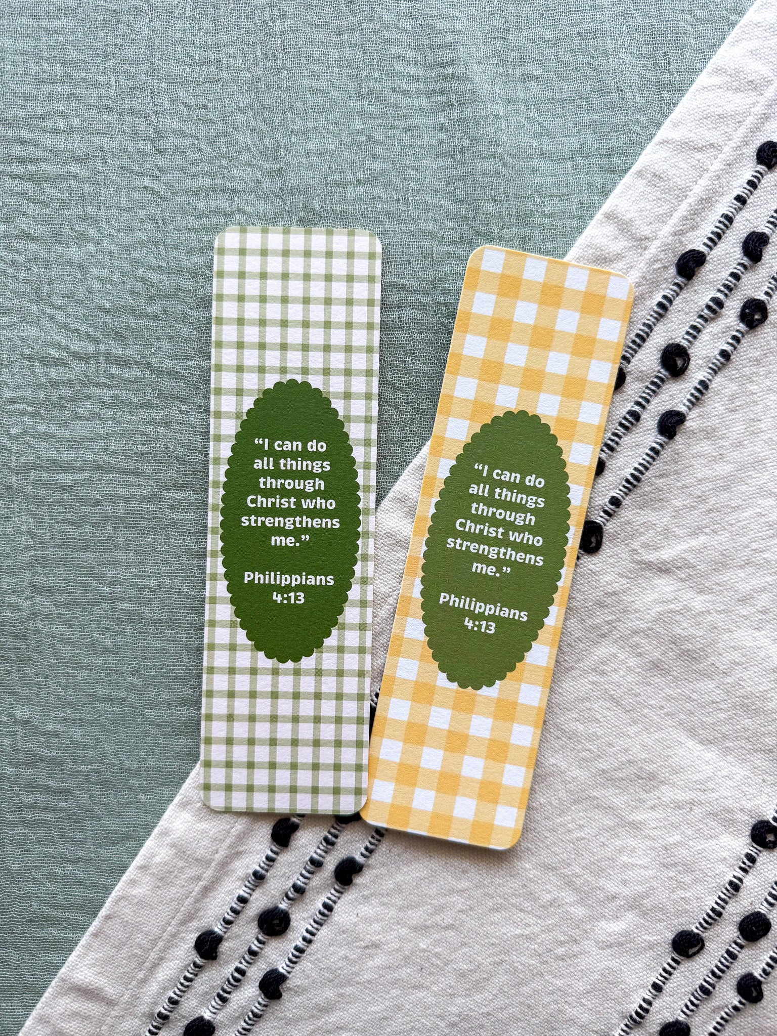Philippians 4:13 Gingham Bookmark