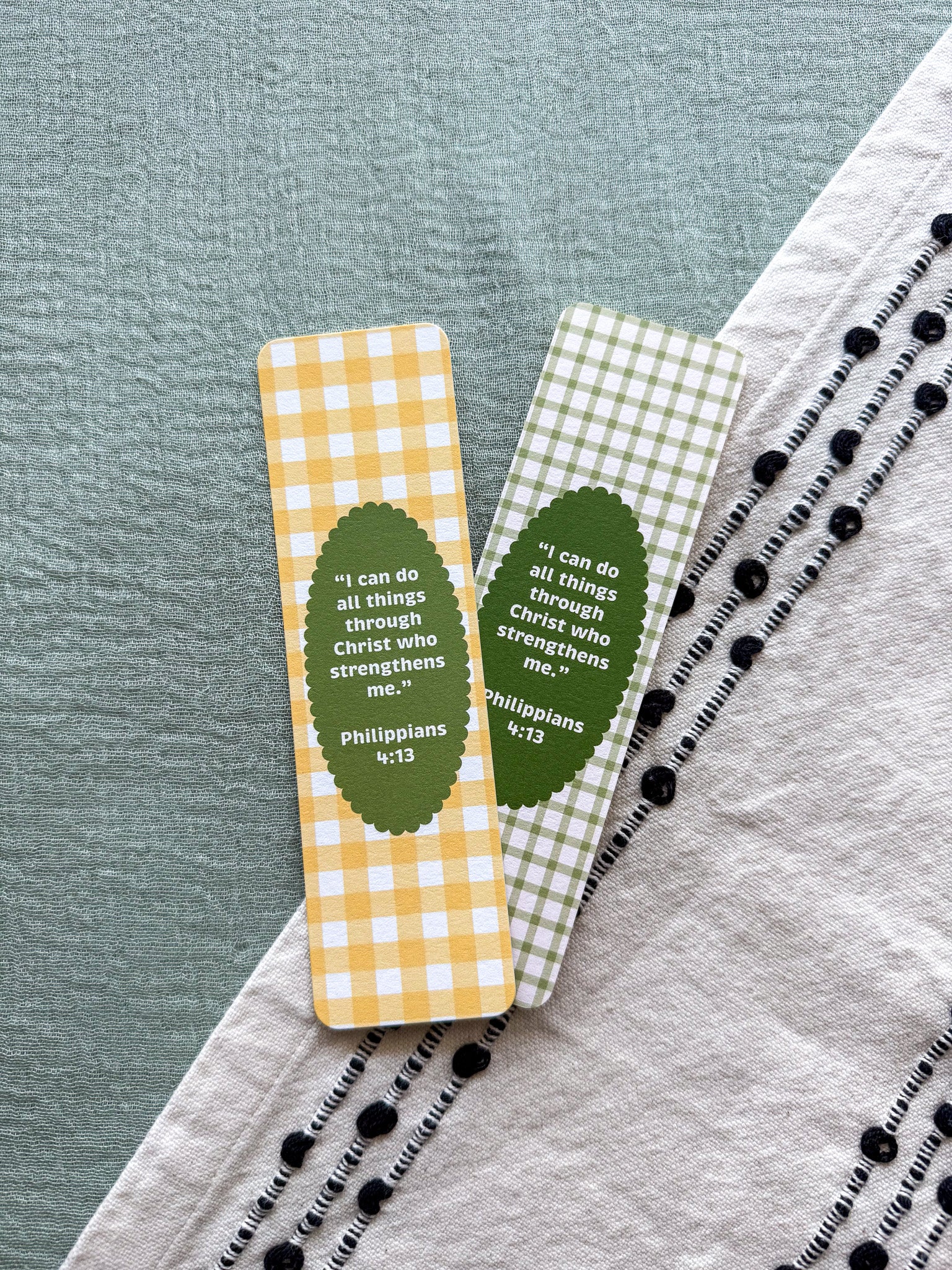Philippians 4:13 Gingham Bookmark
