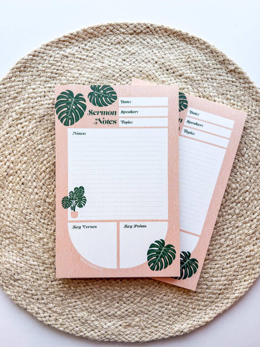 Monstera Sermon Notes Notepad