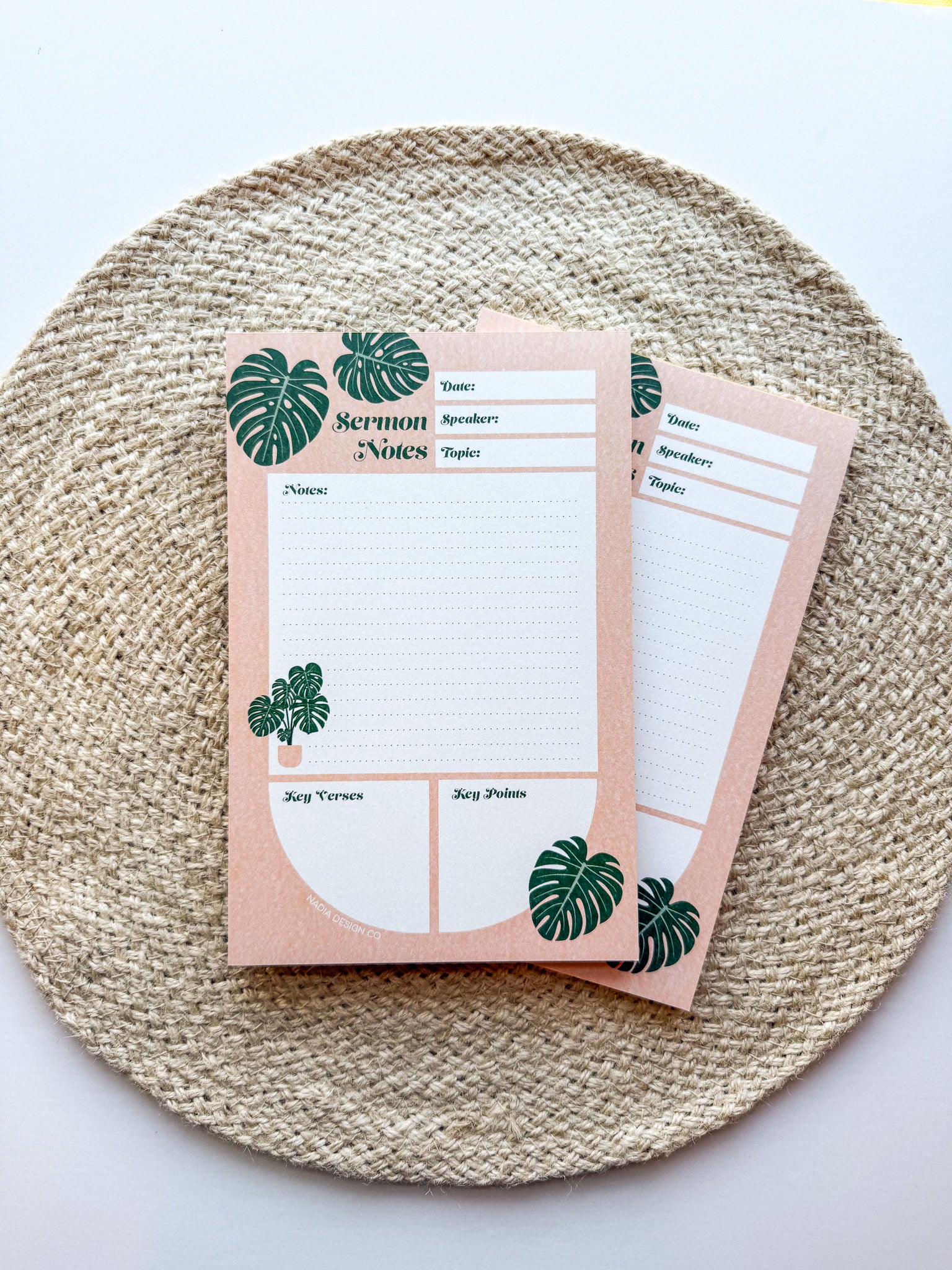 Monstera Sermon Notes Notepad