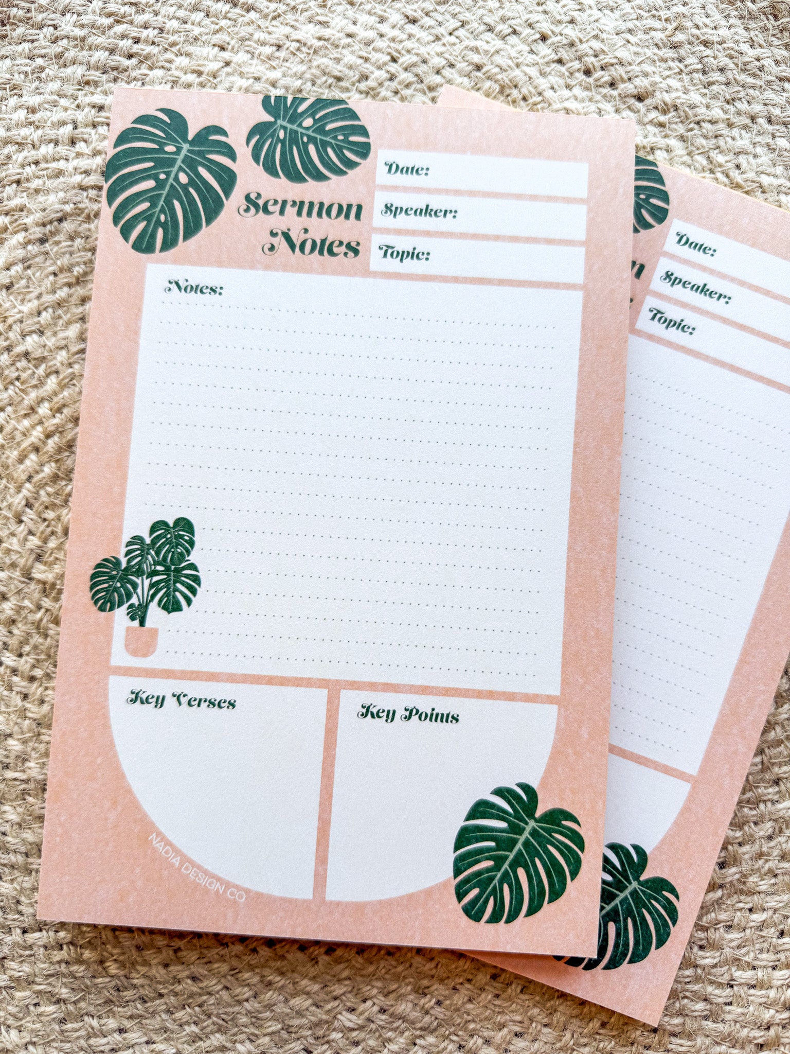 Monstera Sermon Notes Notepad