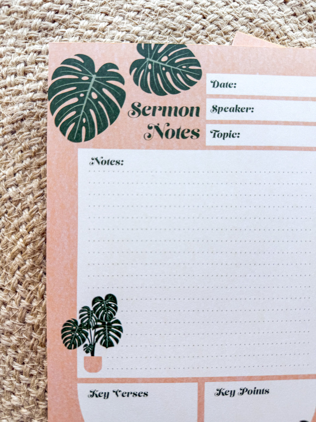 Monstera Sermon Notes Notepad