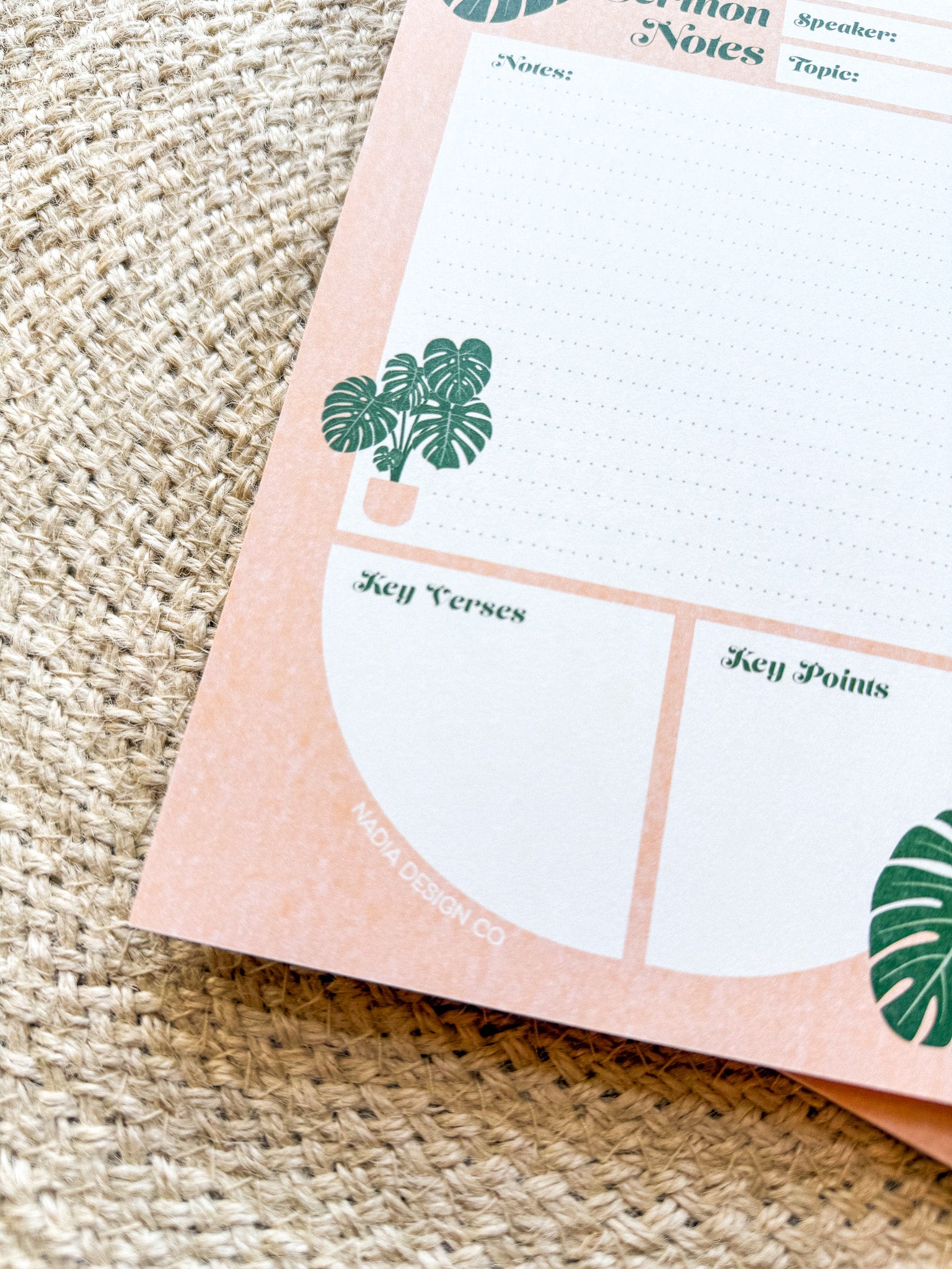 Monstera Sermon Notes Notepad
