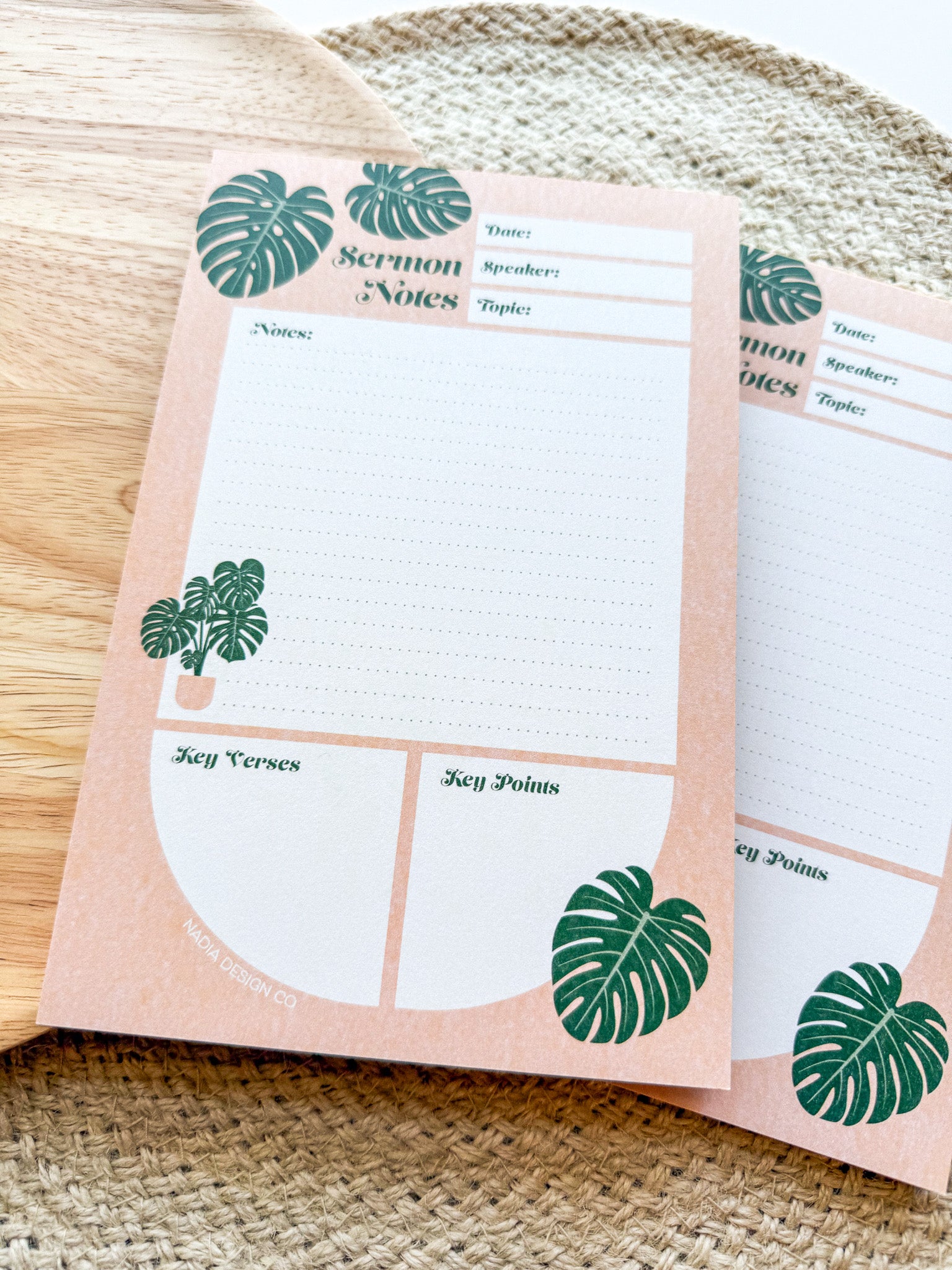 Monstera Sermon Notes Notepad