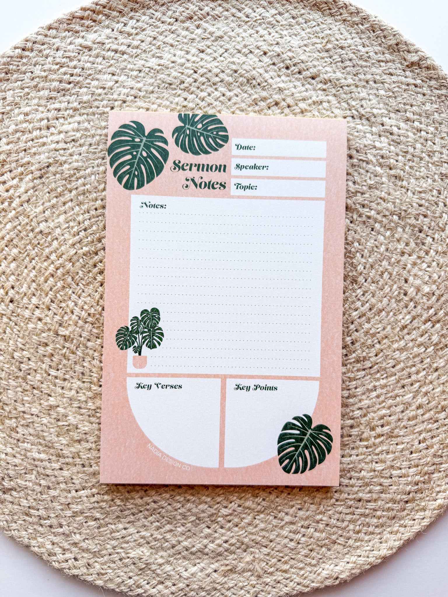 Monstera Sermon Notes Notepad