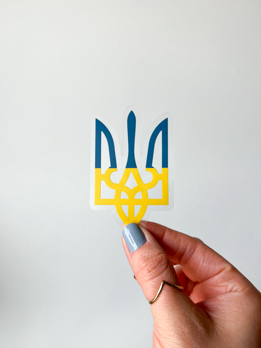 Ukraine Trident (Tryzub) 3" Clear Stickers