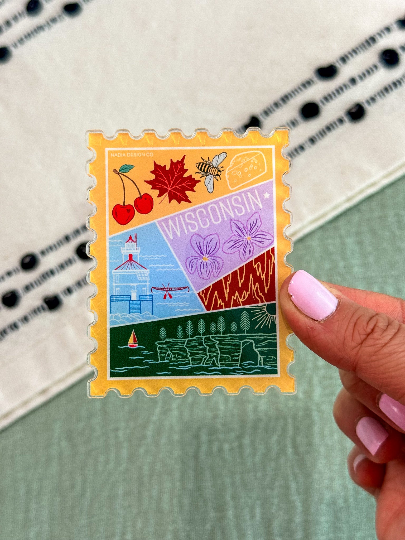 Wisconsin Acrylic Stamp Magnet
