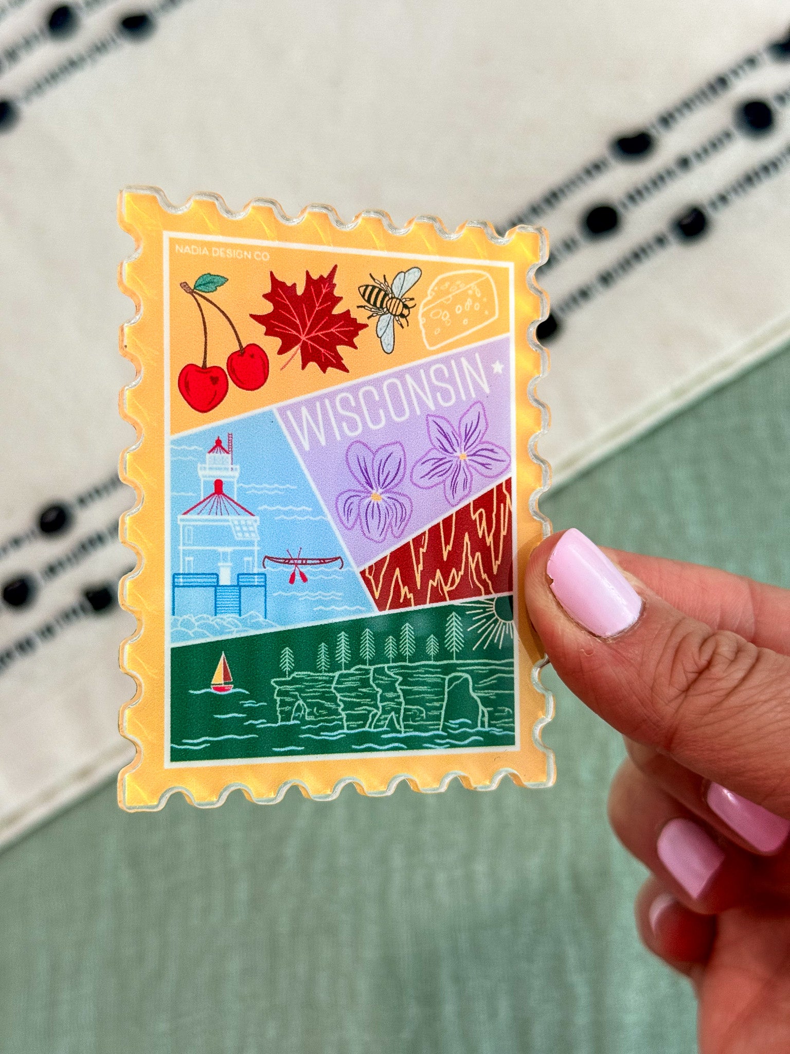 Wisconsin Acrylic Stamp Magnet