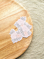 3 vinyl stickers with a illustrated peony design.