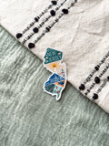 Sticker of New Jersey on a textured fabric background