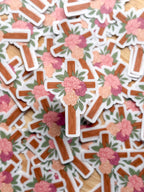 Cross Floral Clear Sticker