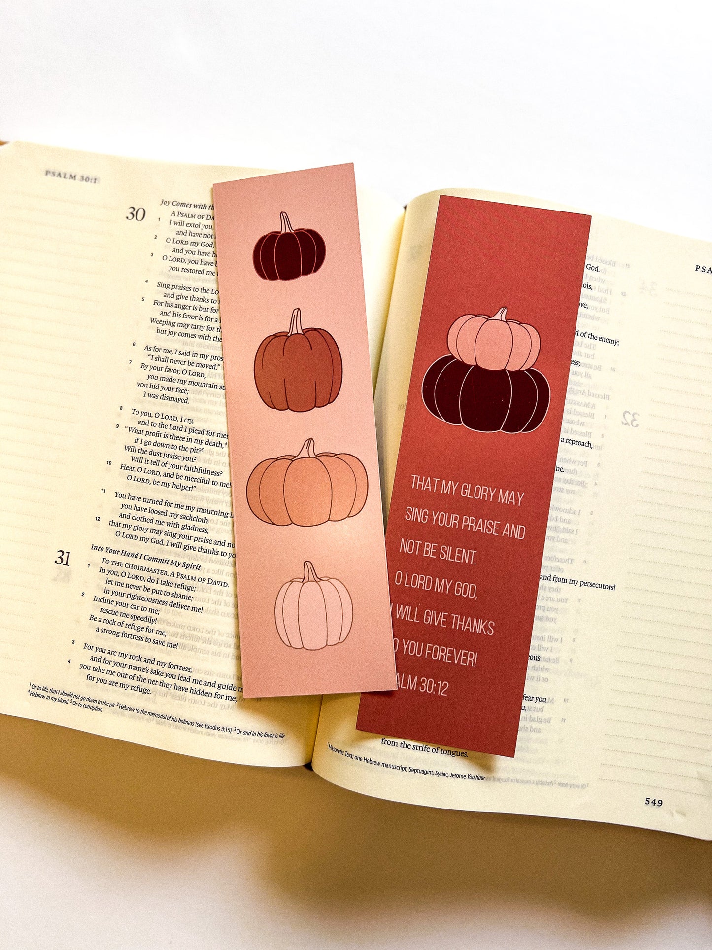 Pumpkin Psalm 30:12 Verse Bookmarks