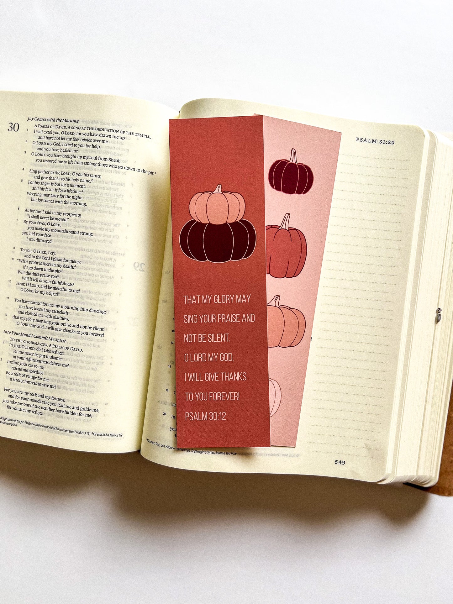 Pumpkin Psalm 30:12 Verse Bookmarks