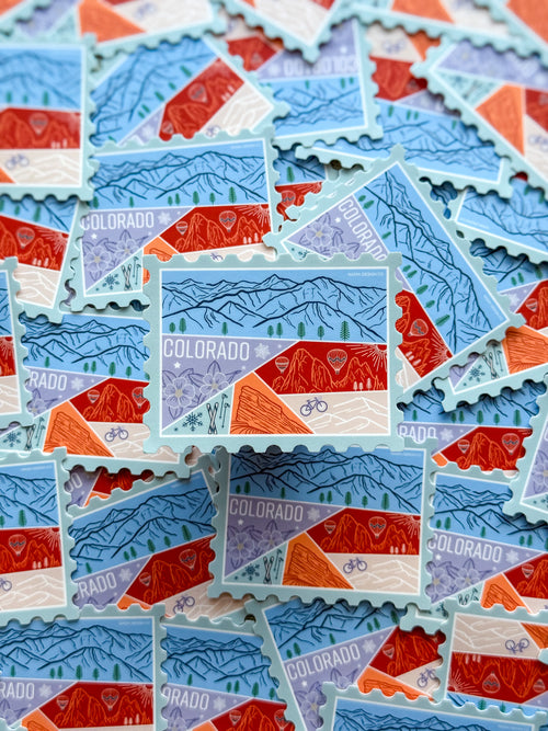 Colorful Colorado-themed stamp stickers