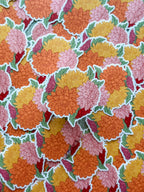 illustrated Chrysanthemums sticker with orange, pink, and yellow hues 