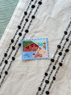 Connecticut stamp design sticker with state theme illustrations on textured background