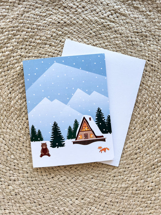 Snowy Cabin Card