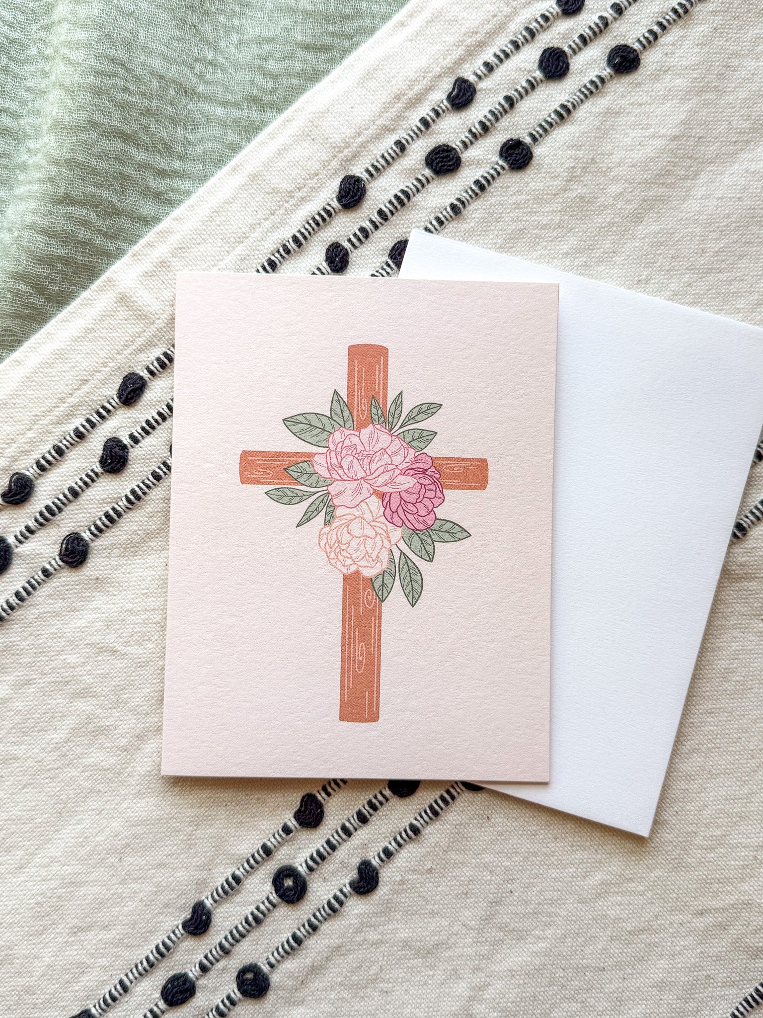 Peony Cross Greeting Card