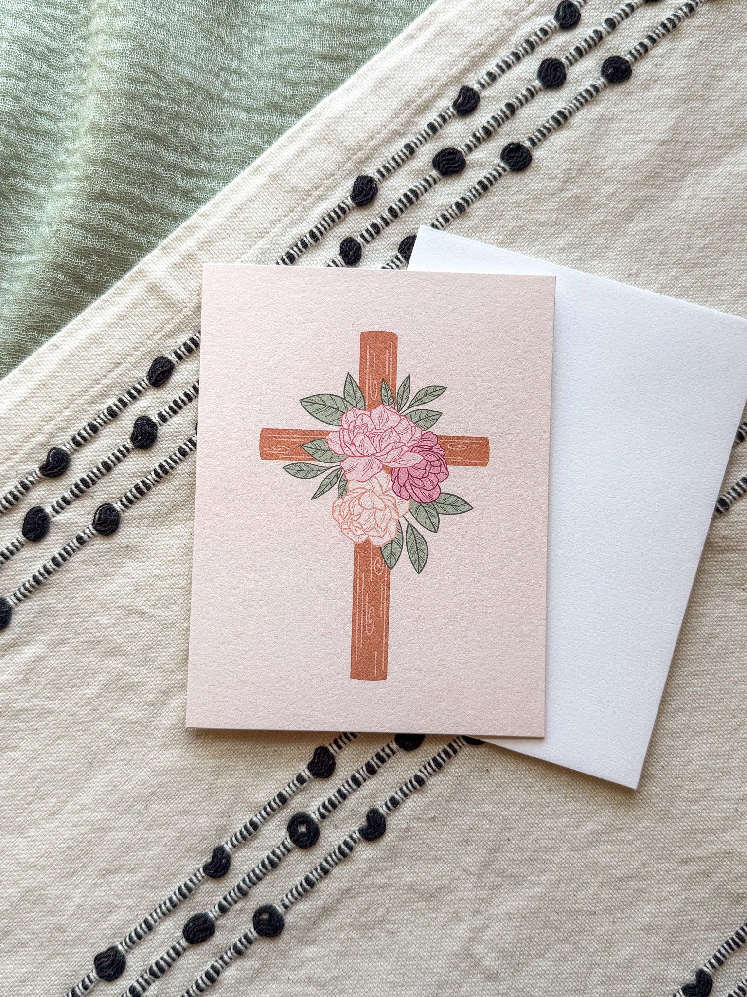 Peony Cross Greeting Card