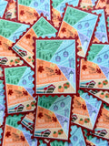 New Hampshire illustrated themed decorative sticker stamp shaped 