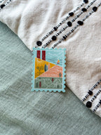 California illustrated themed decorative sticker stamp shaped 