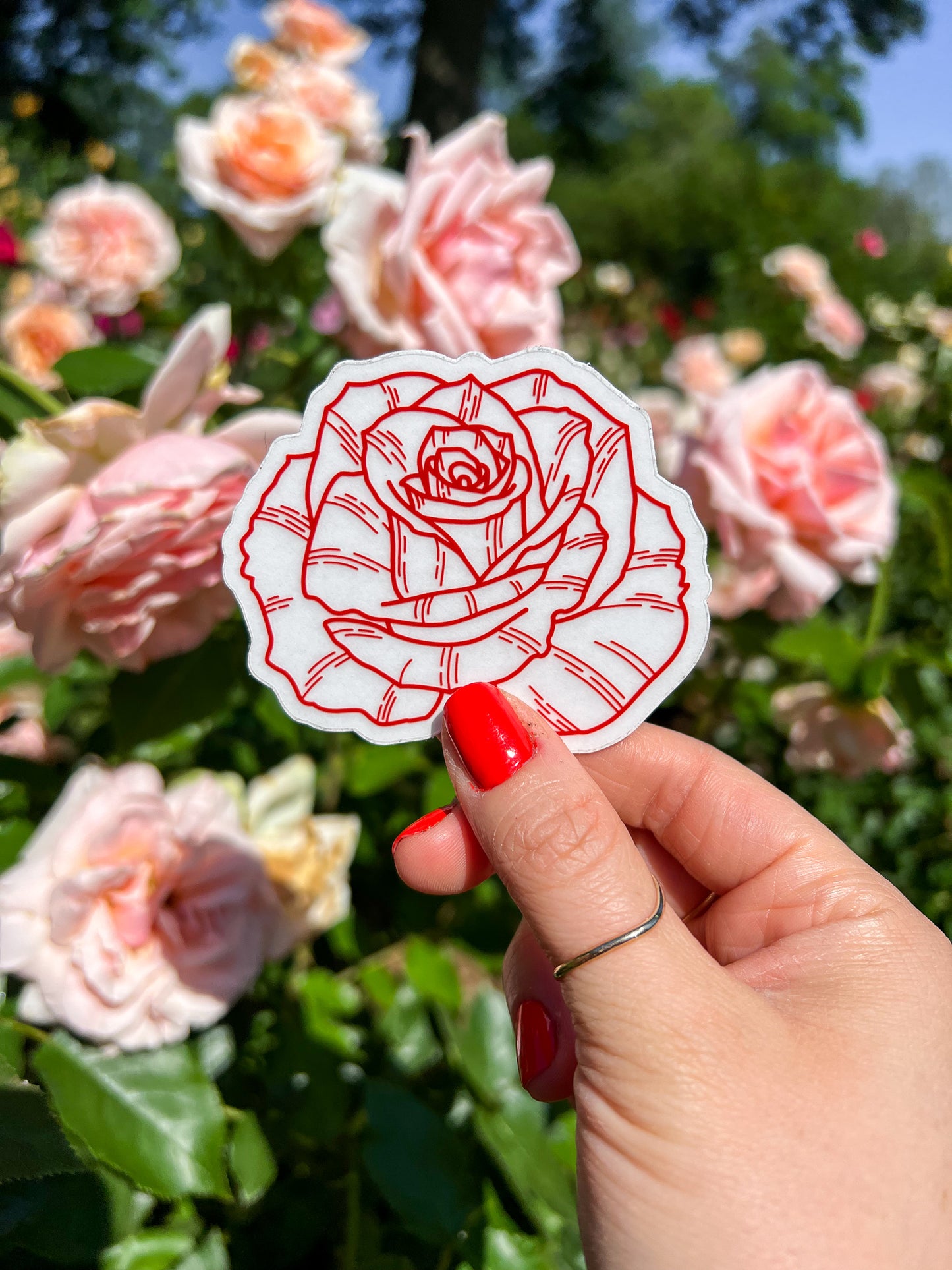 Red Rose Clear Sticker