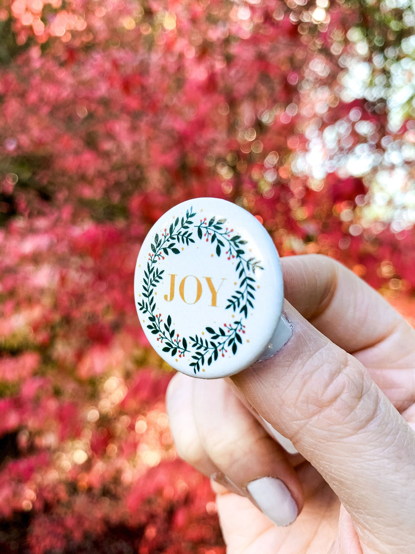 Joy Wreath 1.25" Pinback Buttons Pin