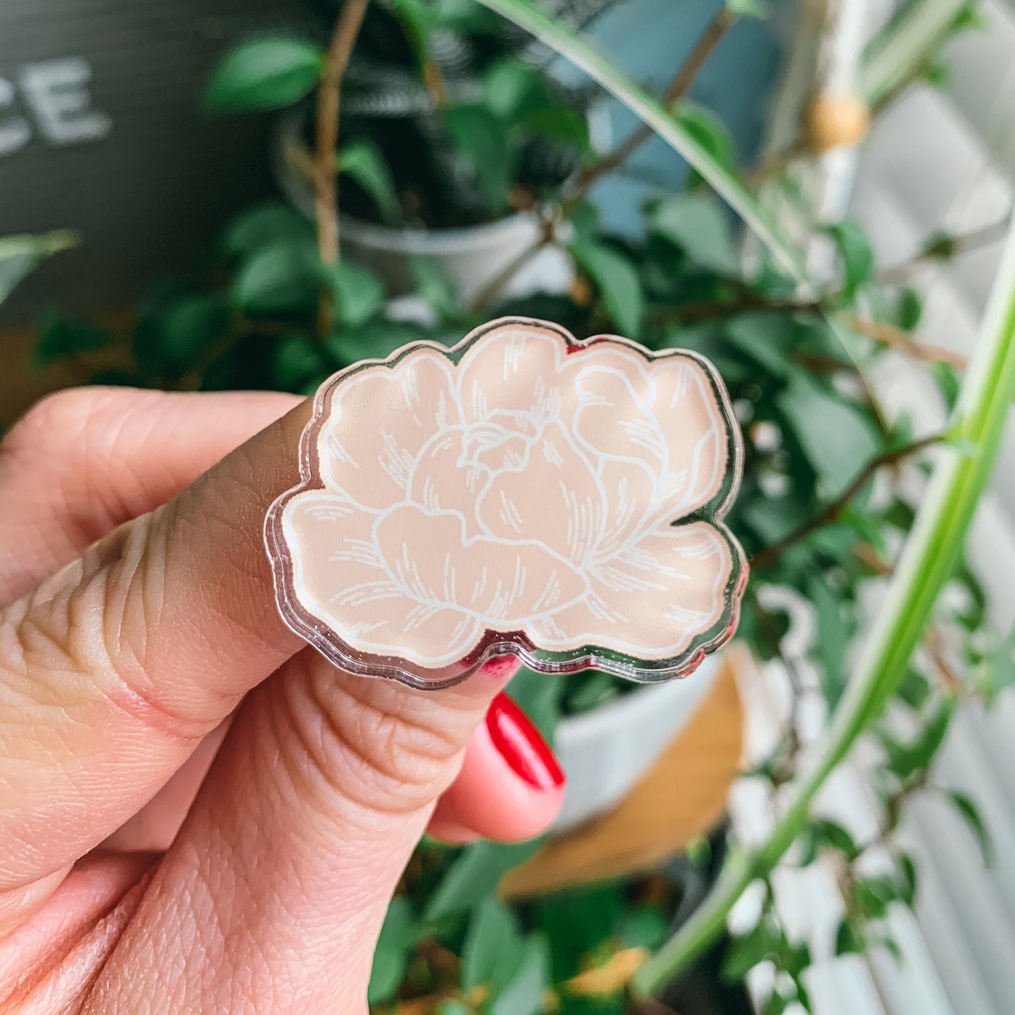 Peony Acrylic Pin