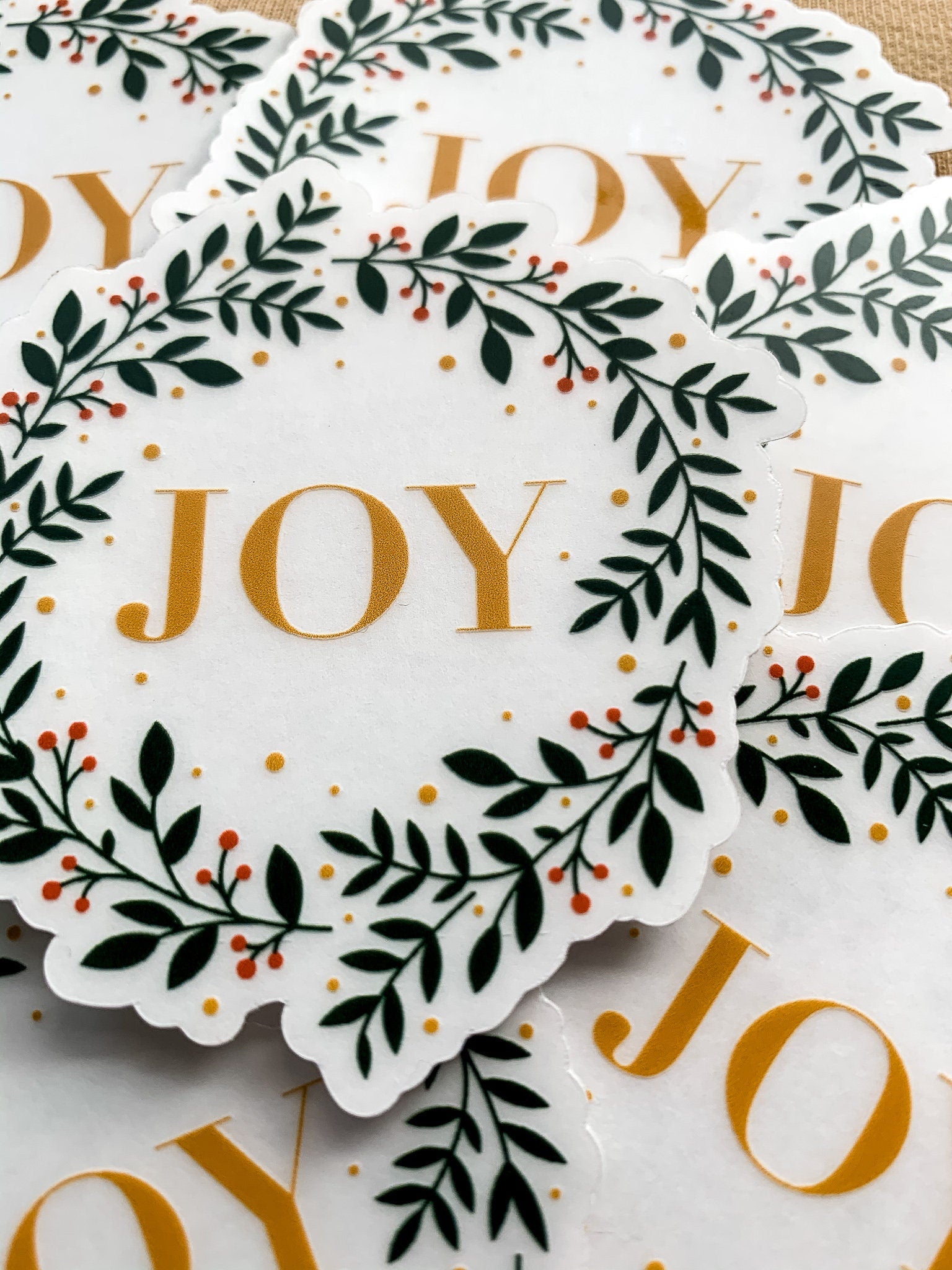 Joy Wreath Clear Sticker