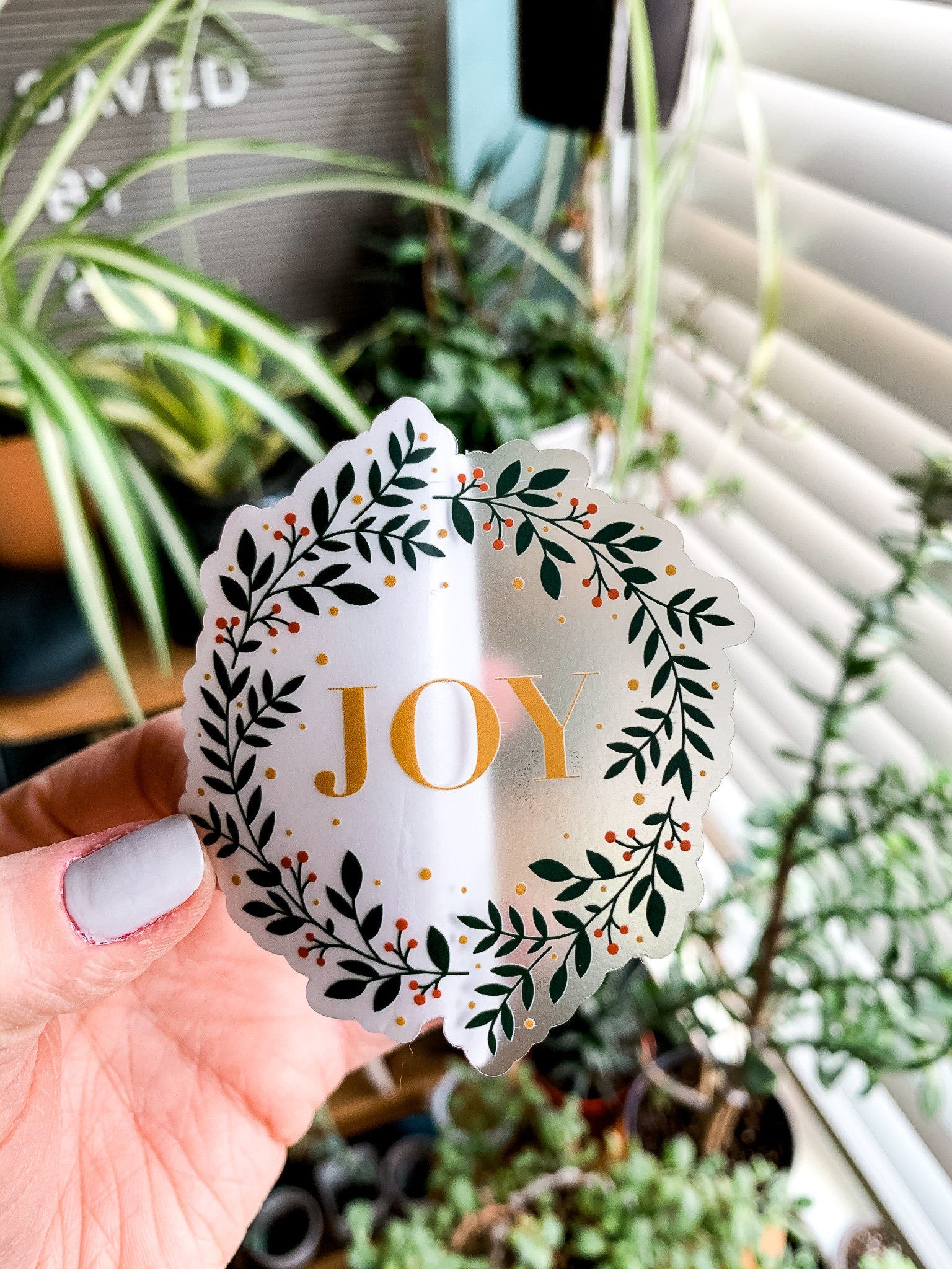 Joy Wreath Clear Sticker