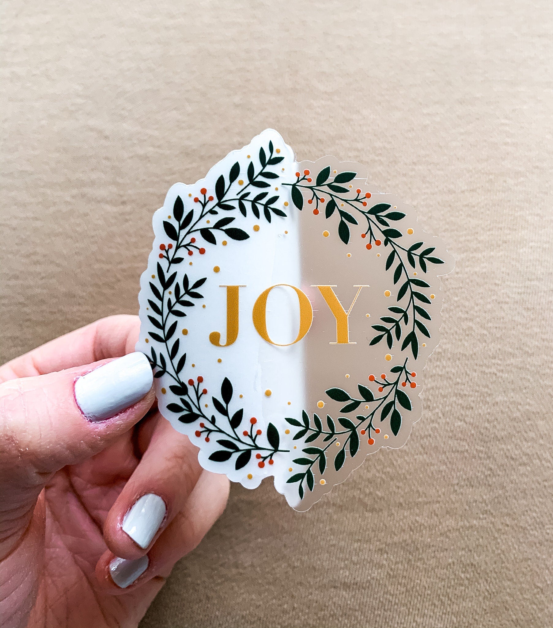 Joy Wreath Clear Sticker