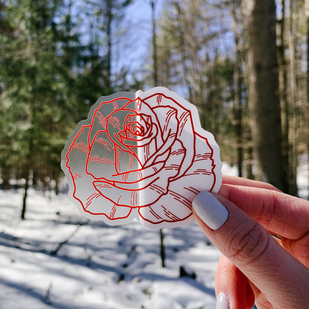 Red Rose Clear Sticker