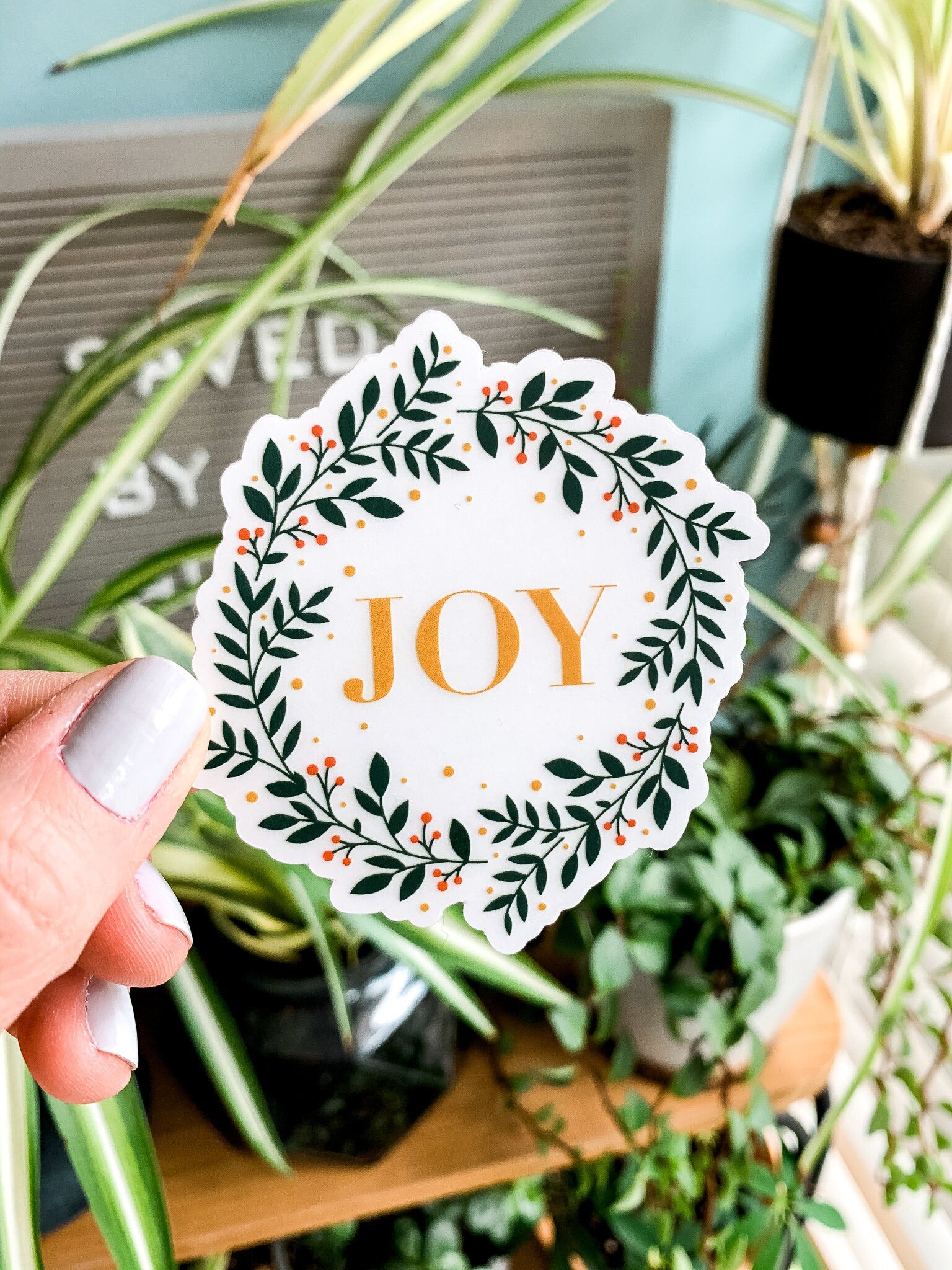 Joy Wreath Clear Sticker