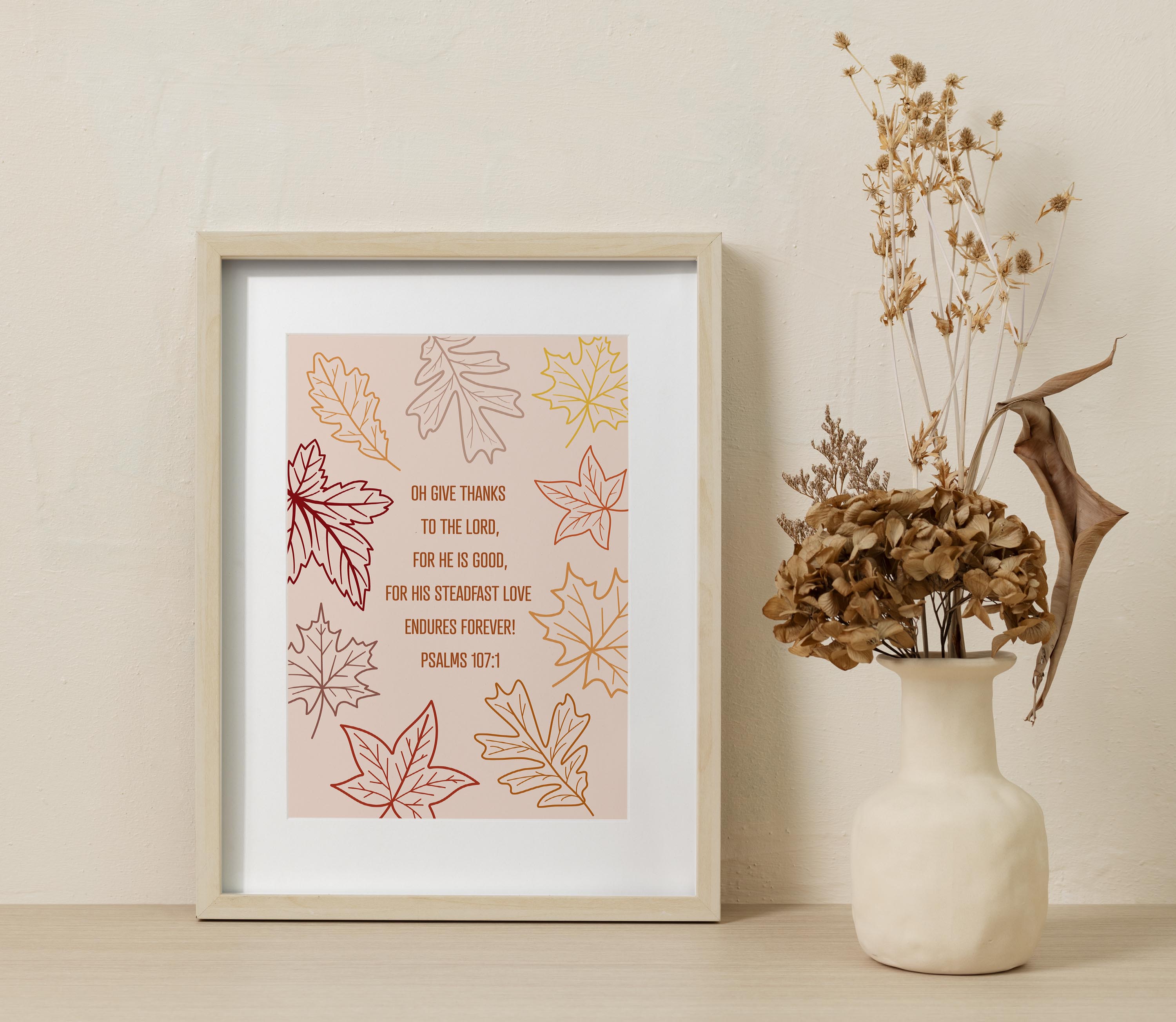 Oh Give Thanks to the Lord Pslams 107:1 Verse Print